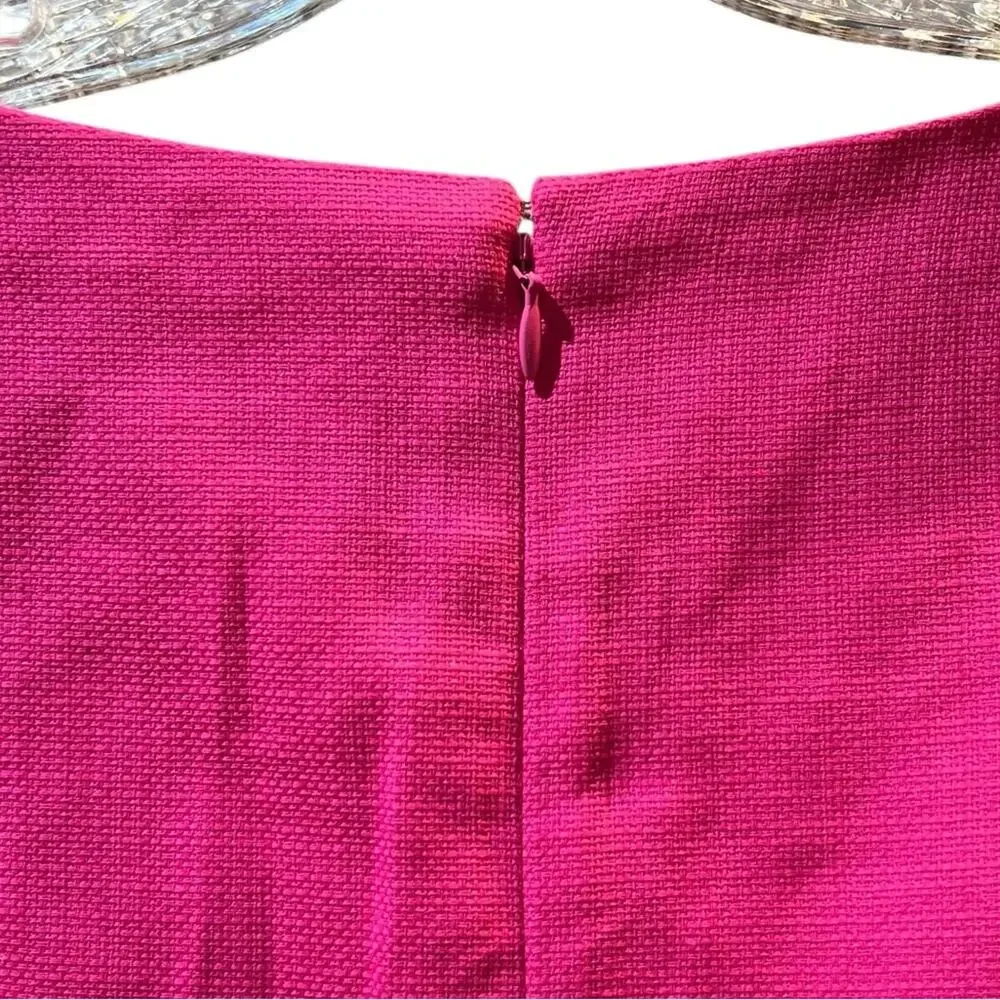 J. Crew Women’s Sz 8 Pink Scalloped Square Neck Dress Basketweave Sleeveless